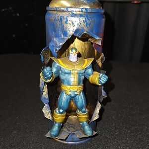 Thanos Action Figure with Blue and Gold Can Display Spray Art